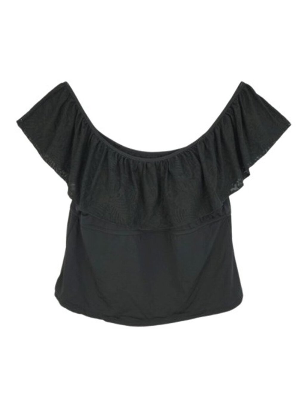 Mynah Black Crochet Off Shoulder Swim Top 20W